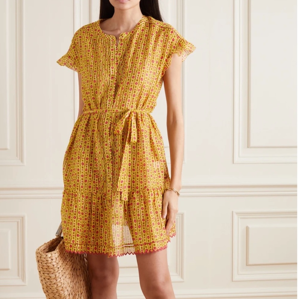SALONI Bette Belted Silk Blend Voile Dress